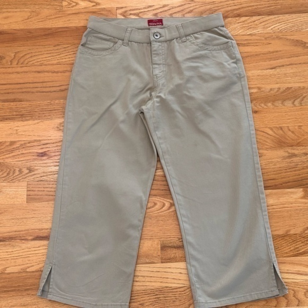 Merona, khaki colored, size 4, capris